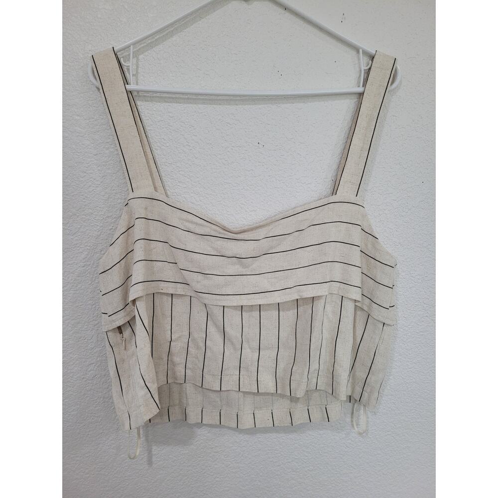 Avec Les Filles Linen Crop Top Striped Women's Large NEW #15‎